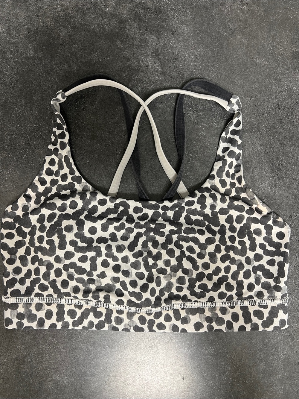 Women's Black & White Leopard Print Sports Bra